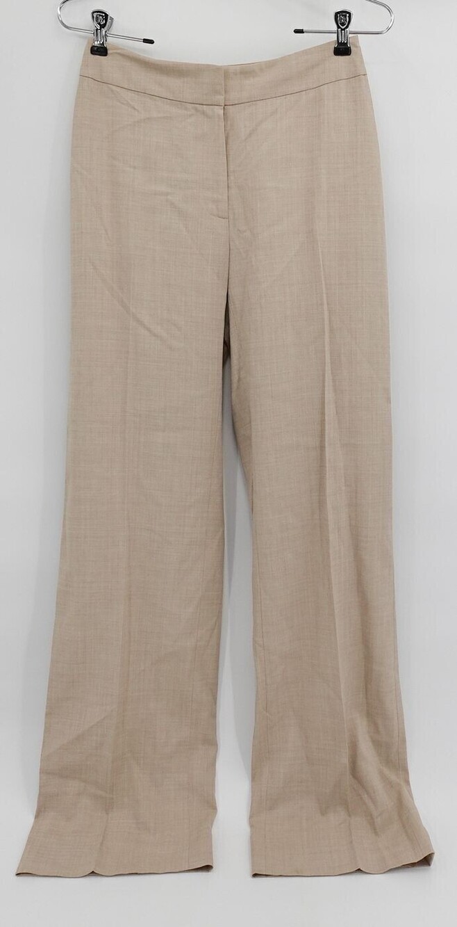 St John Collection Pants Womens 2 Tan Wide-Leg Dress Trousers Wool Business